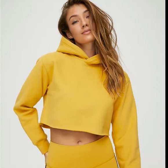 Aritzia | TNA “The Perfect Cropped Hoodie” in Soft Lime - Size Small - Picture 4 of 5
